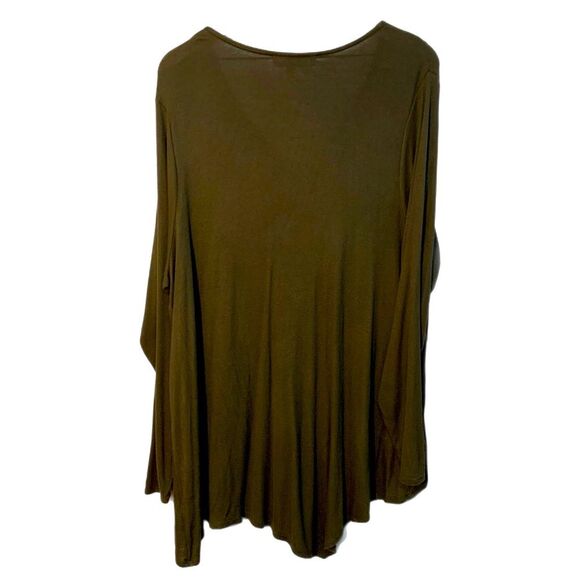 JENNIFER LOPEZ Handkerchief Hem Tunic Top Women’s 1X Green Long Sleeve Ribbed. - Picture 2 of 12